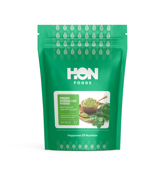 HON Foods Moringa Powder Organic - Moringa Oleifera - USDA Certified Organic Moringa Powder for Immunity, Digestion & Energy - Pack of 200 gm