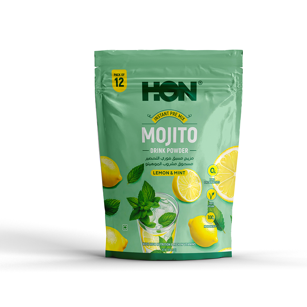 Instant Pre Mix Mojito Naturally Flavored Drink Powder - Lemon & Mint (Pack of 12 Sachet)