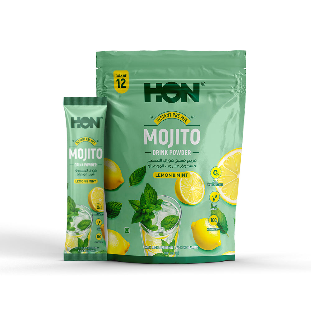 Instant Pre Mix Mojito Naturally Flavored Drink Powder - Lemon & Mint (Pack of 12 Sachet)